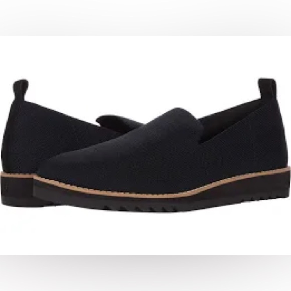 *EILEEN FISHER* Black Embrace Recycled Stretch Knit Slip-On Loafers Size 9.5
